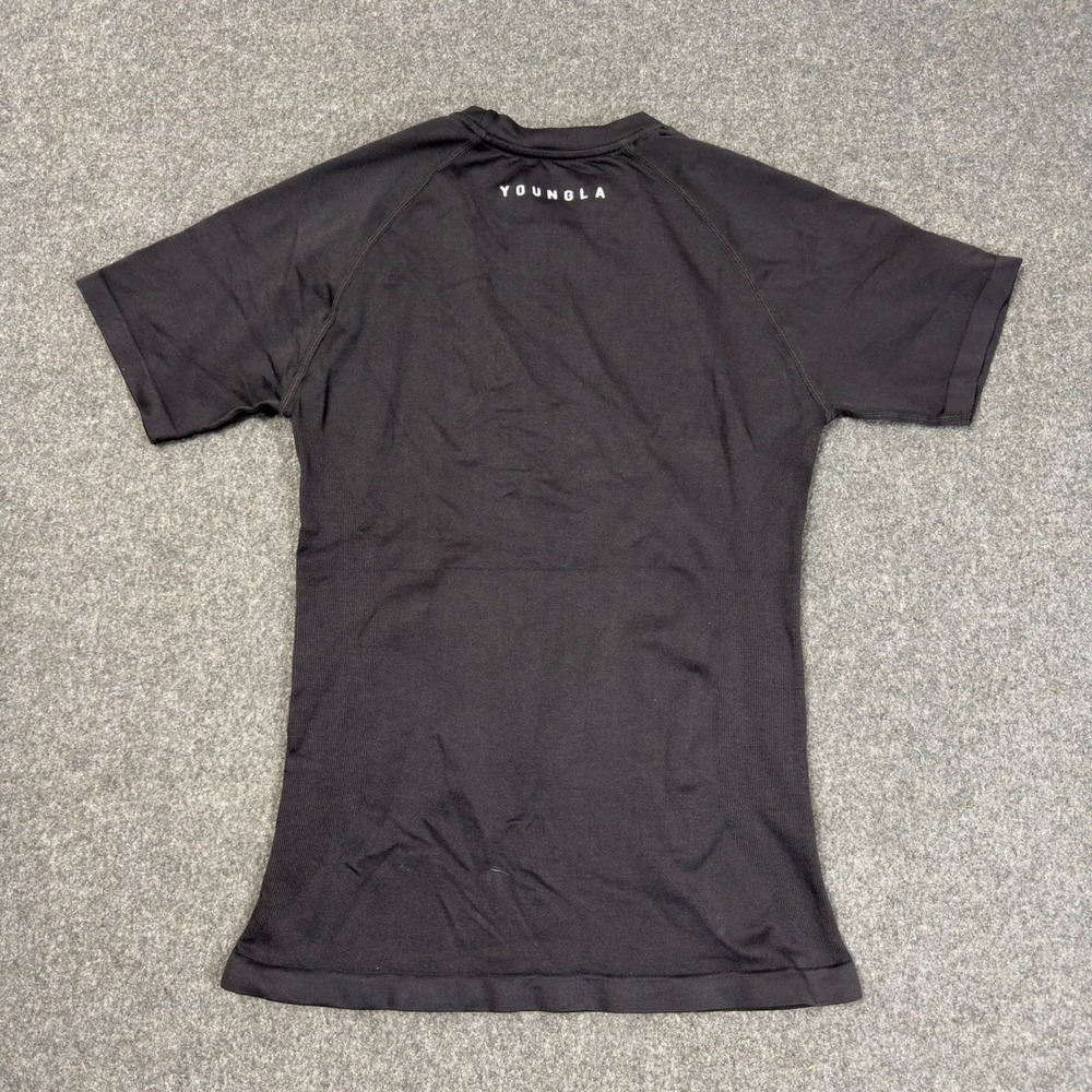 YoungLA Mens Compression Shirt Black Short Sleeve Seamless Gym Top Medium - Picture 5 of 6